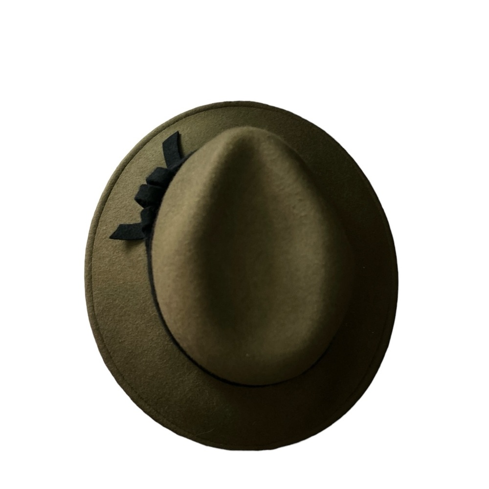 Olive Green Felted Wool Fedora OSFM - Picture 6 of 9